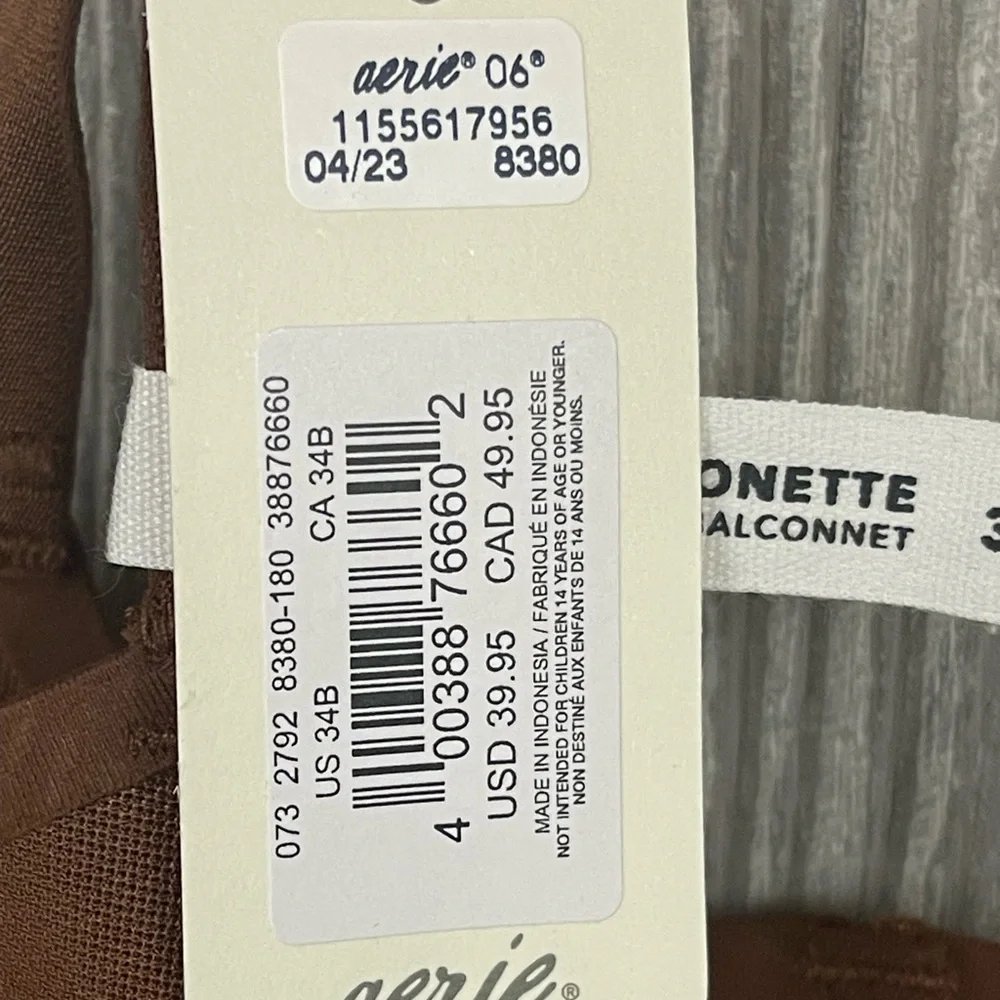Aerie SMOOTHEZ‎ Mesh Unlined Bra in Universe Brown 34B NWT